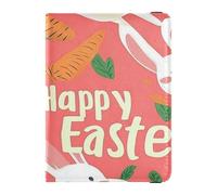 PU Leather Passport Holder Cover Waterproof Vaccine Card Holder Cover Combo for Women Men Badge ID Vaccine Card Holder Wallet Travel Essentials Happy Easter Bunny Ear Foot Carrots Rabbit Ears, Happy