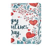 PU Leather Passport Holder Covers Case Lightweight Passport Cover for Women Girl Cute Passport Book Travel Valentines Day Floral Leaves Heart Branch Happy Valentine's Day, Valentines Day Floral Leaves