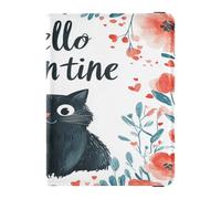 PU Leather Passport Holder Covers Case Lightweight Wallet Passport Holder for Women Girl Document Organizer Holder Accessories Travel Valentines Day Flowers Black Cats Hello Valentine, Valentines Day
