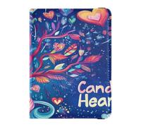 PU Leather Passport Holder Covers Case Ultra Slim Wallet Combo for Women Girl Cute Passport Book Travel Valentines Day Tree Love Heart Candy Hearts, Valentines Day Tree Love Heart Candy Hearts, One