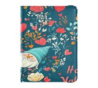 PU Leather Passport Holder Covers Case Ultra Slim Wallet Passport Holder for Women Men Family Badge ID Vaccine Card Holder Wallet Travel Flowers Love Heart Gnome Happy Valentine's Day, flowers Love