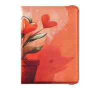 PU Leather Passport Holders Lightweight Passport Case for Women Men Badge ID Vaccine Card Holder Wallet Travel Essentials Red Love You Plant Valentine's Day, Red Love You Plant Valentine's Day, One