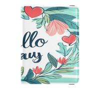 PU Leather Passport Holders Ultra Slim Card Holder Passport Case for Women Men Cute Passport Book Travel Valentines Day Floral Leaves Love Heart Hello, Valentines Day Floral Leaves Love Heart Hello,