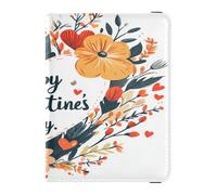PU Leather Passport Holders Waterproof Passport Case for Women and Men Document Organizer Holder Accessories Travel Valentines Day Flowers Red Love Heart Petals Happy Valentine's Day, Valentines Day