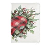PU Leather Passport Holders Waterproof Passport Case for Women Men Cute Passport Book Travel Eucalyptus Buffalo Plaid Heart Valentine's Day, Eucalyptus Buffalo Plaid Heart Valentine's Day, One Size,