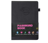 PU Leather Password Collection Notebook Address Information Organiser Book with Elastic Strap Closure Ribbon Bookmarks Portable Diary