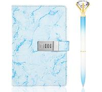 PU Leather Password Lock Journal with Diamond Pen A5 Size Daily Notebook with Lock Combination Lock Diary Digital Password Notebook Locking Journal Diary for Teen Girls Women Boys Men