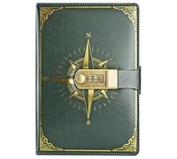 PU Leather Password Notebook, A5 Compass Lockable Diary with 300 Pages, Vintage Journal with Combination Lock(Green)