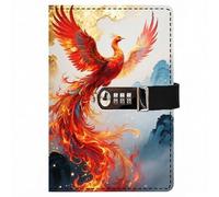 PU Leather Password Notebook, A5 Dragon Journal with Combination Lock, Personal Diary with Lock(D)