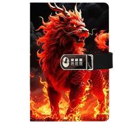 PU Leather Password Notebook, A5 Dragon Journal with Combination Lock, Personal Diary with Lock(Q)