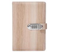 PU Leather Password Notebook, A5 Gradient Lockable Journal, Personal Diary with Lock(Khaki)