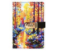 PU Leather Password Notebook, A5 Journal with Combination Lock, Personal Diary with Lock(Oil Painting Autumn)