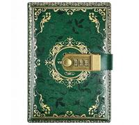 PU Leather Password Notebook, A5 Retro Lockable Diary with 300 Pages, Vintage Journal with Combination Lock(Green)