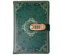 PU Leather Password Notebook, A5 Secret Garden Diary with Lock, Vintage Journal with Combination Lock(Green)