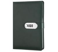 PU Leather Password Notebook, A5 Vintage Diary with Lock, Retro Journal with Combination Lock(Green)