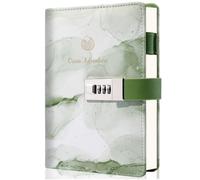PU Leather Password Notebook, B6 Ocean Adventure Lockable Diary, Journal with Combination Lock(Green)