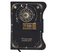 PU Leather Password Notebook, B6 Retro Lockable Diary with 360 Pages, Vintage Journal with Combination Lock(Black)