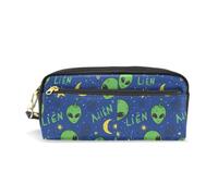 PU Leather Pencil Case Alien Space Moon Pen Pouch Makeup Cosmetic Bag