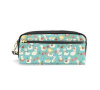 PU Leather Pencil Case Cute Llamas Red Roses Pen Pouch Makeup Cosmetic Bag