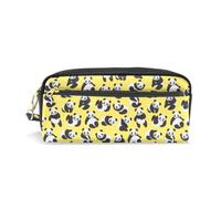PU Leather Pencil Case Cute Panda Yellow Pen Pouch Makeup Cosmetic Bag