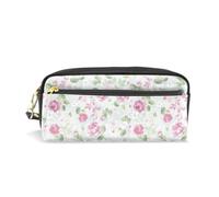 PU Leather Pencil Case Elegance Floral Roses Pen Pouch Makeup Cosmetic Bag
