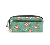 PU Leather Pencil Case Elk Christmas Tree Pen Pouch Makeup Cosmetic Bag