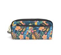 PU Leather Pencil Case Exotic Parrot Birds Pen Pouch Makeup Cosmetic Bag