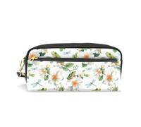 PU Leather Pencil Case Flower Dragonfly Frog Pen Pouch Makeup Cosmetic Bag