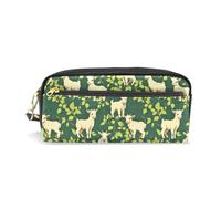PU Leather Pencil Case Goat Leaf Pattern Pen Pouch Makeup Cosmetic Bag