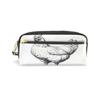 PU Leather Pencil Case Hand Draw Rooster Pen Pouch Makeup Cosmetic Bag
