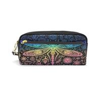 PU Leather Pencil Case Mandalas Dragonfly Pen Pouch Makeup Cosmetic Bag