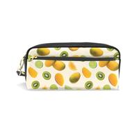 PU Leather Pencil Case Mango Kiwi Pattern Pen Pouch Makeup Cosmetic Bag
