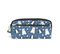 PU Leather Pencil Case Penguin White Bear Pen Pouch Makeup Cosmetic Bag