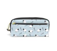 PU Leather Pencil Case Sleepy Sheep Blue Pen Pouch Makeup Cosmetic Bag