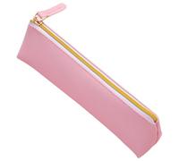 Pu Leather Pencil Case Slim Pencil Case Small Thin Design with Metallic Zipper Mini Stationery Pouche Creative Portable Stationery Bags Pretty Simple for Students Adults Office Home School (Pink)