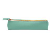 PU Leather Pencil Case Small Slim Design Pencil Pouche Stationery Pen Pouch with Metallic Zipper Pencilbag Portable Stationery Bags Organizer for Students Adults Office College Middle School(Green)
