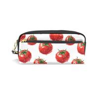 PU Leather Pencil Case Watercolor Tomato Pen Pouch Makeup Cosmetic Bag