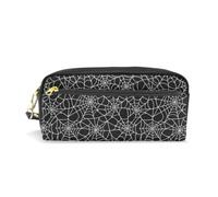 PU Leather Pencil Case White Spider Web Pen Pouch Makeup Cosmetic Bag
