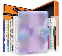 PU Leather Personal Notebook Planner with 67 Pages Loose-Leaf Papers 6 Holes Ring Binder Pen Holder Magnetic Buckle (Purple Dream,A5 Gift Box)