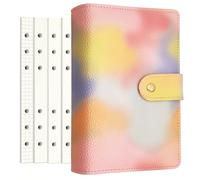 PU Leather Personal Notebook Planner with 80 Pages Loose-Leaf Papers 6 Holes Ring Binder Pen Holder Magnetic Buckle (Pink Dream,A6 Mini)