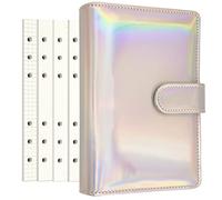 PU Leather Personal Notebook Planner with 80 Pages Loose-Leaf Papers 6 Holes Ring Binder Pen Holder Magnetic Buckle (Rainbow,A6 Mini)