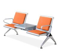 PU Leather Reception Bench with Table and Armrests Comfortable Seating for Office Lobby Airport Bank and Hospital Waiting Areas