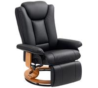 PU Leather Recliner Chair with Footstool Swivel Lounge Armchair Black