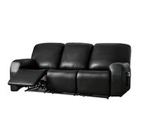 PU Leather Recliner Sofa Cover 1/2/3 Seater Stretch Waterproof Sectional Couch Protector Cover with Side Pocket for Cats Dogs,C,3 Seater