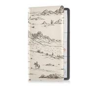 Pu Leather Registration and Insurance Card Holder Men Women Automobile Wallet Case Organizer for Cards, Essential Document Driver License Desert Landscape Mountains Cacti Cowboy