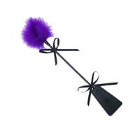 PU Leather Riding Crop Whip Feather Cleaning Duster Slapper Paddle Equestrian Crops Role Play Toys for Adults Couples (Purple)