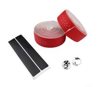 PU Leather Road Bike Handlebar Tape with Perforated Texture for Cycling Comfort and Reduced Hand Pressure (Red)