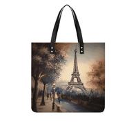 Pu Leather Romantic Paris Eiffel Tower Tote Bag Soft Shoulder Bags Top Handle Purses And Handbags Weekender Hobo for Women