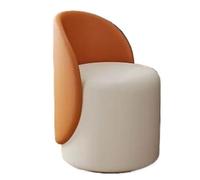 PU Leather Round Makeup Stool with Backrest, Swivel Vanity Chair with Footrest for Bedroom and Living Room, Upholstered for Dressing Table