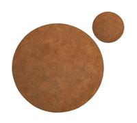 PU Leather Round Placemats and Coasters Sets 1/4/6/10 Sets, Washed Cowhide Pattern Table Mats for Dining Table(Brownness,6sets)